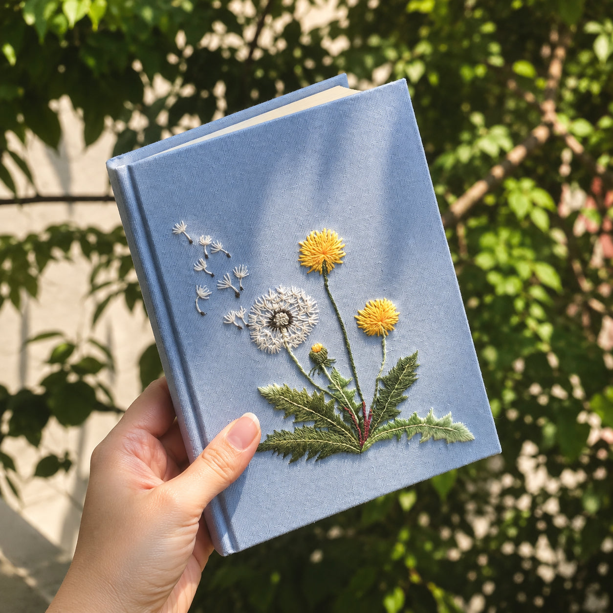 Hand Embroidered Floral Journal Notebook, Personalized Floral Notebook With Name, Linen Fabric Hard Cover Notebook, Special Custom Handmade Gift and Keepsakes ENB03