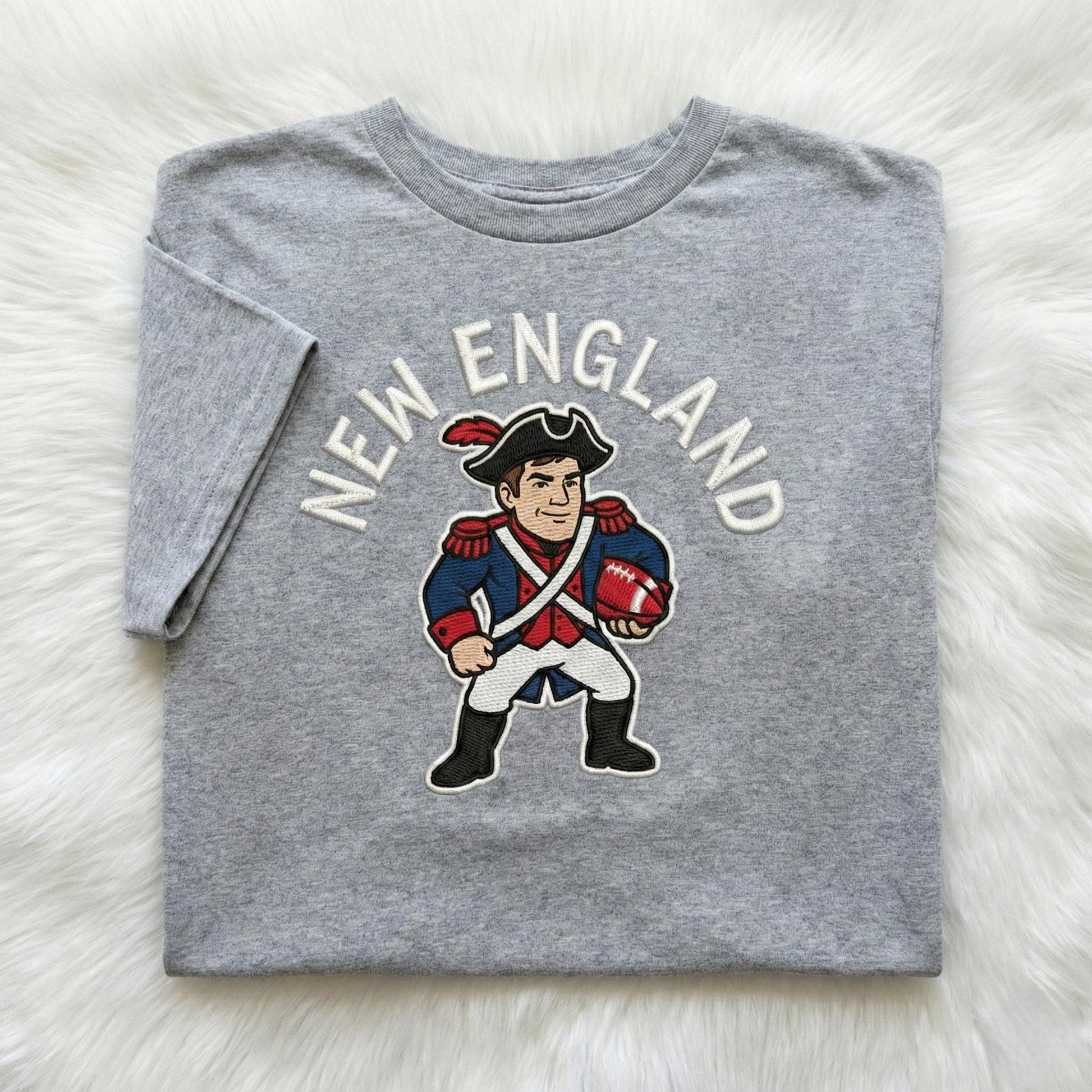 New England Football Embroidered Sweatshirt – Patriots Fan Gift Crewneck | Game Day Hoodie | Drake Maye Inspired Apparel