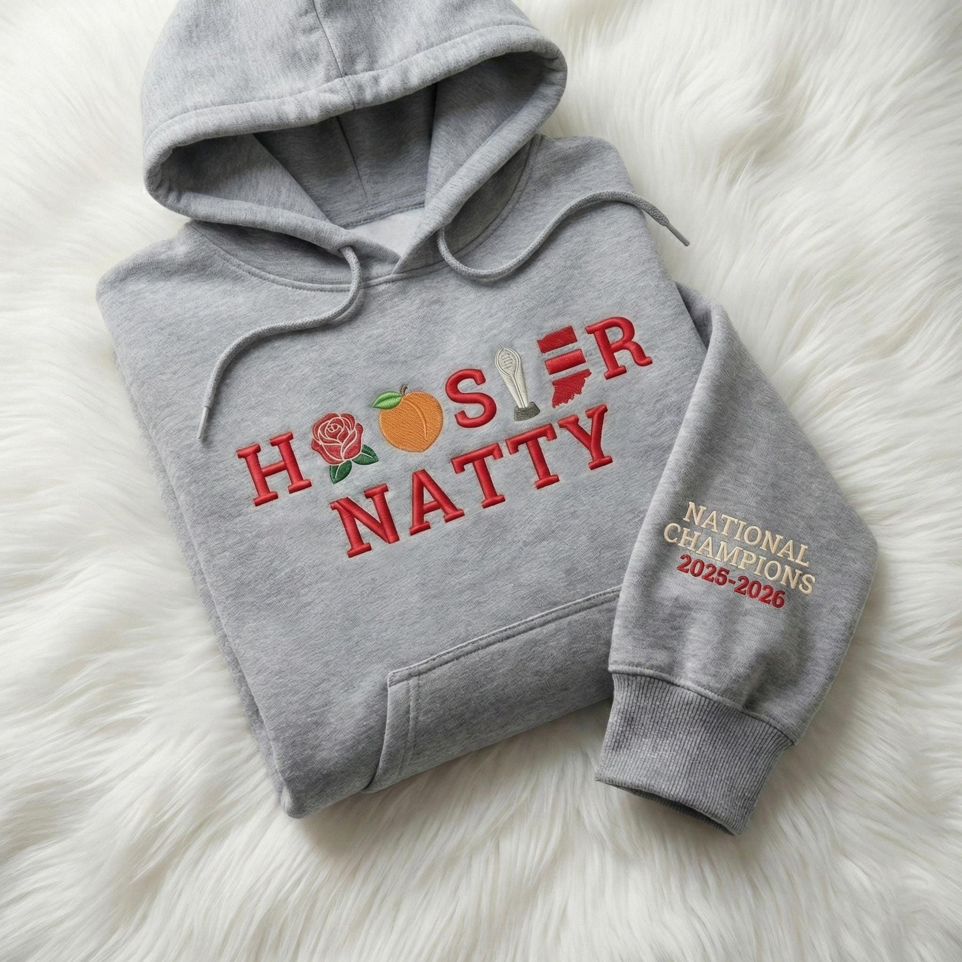 Embroidered Indiana Champions 2026 Sweatshirt, Trendy Trophy Shirt, Hoosiers Game Day Hoodie, Unisex Football Fan Gift