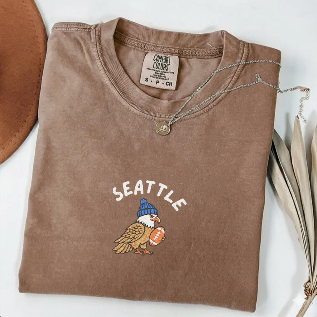 Embroidered Seattle Football Shirt, Game Day Hawk Sweatshirt, Unisex Hoodie for Men and Women, Football Fan Sports Gift