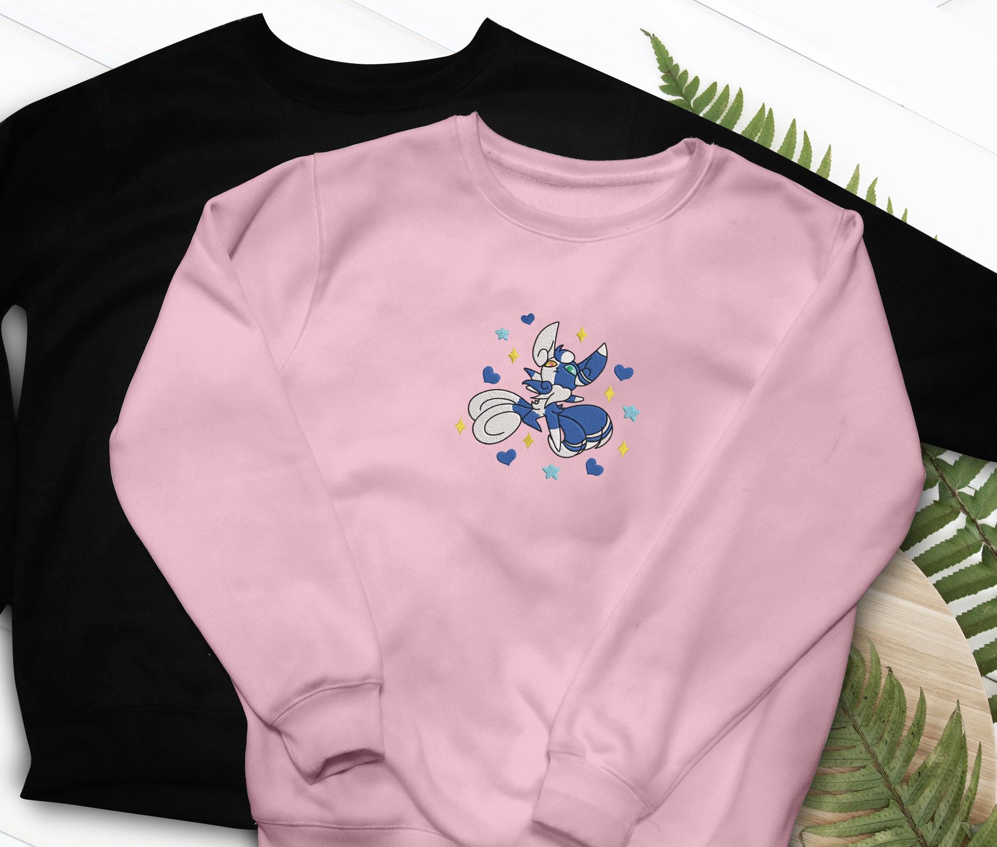 Leafeon PKM Embroidery, Embroidered Anime Sweatshirt, Embroidered Anime Shirt, Anime Lover Sweatshirt, Gift For Her (Copy)