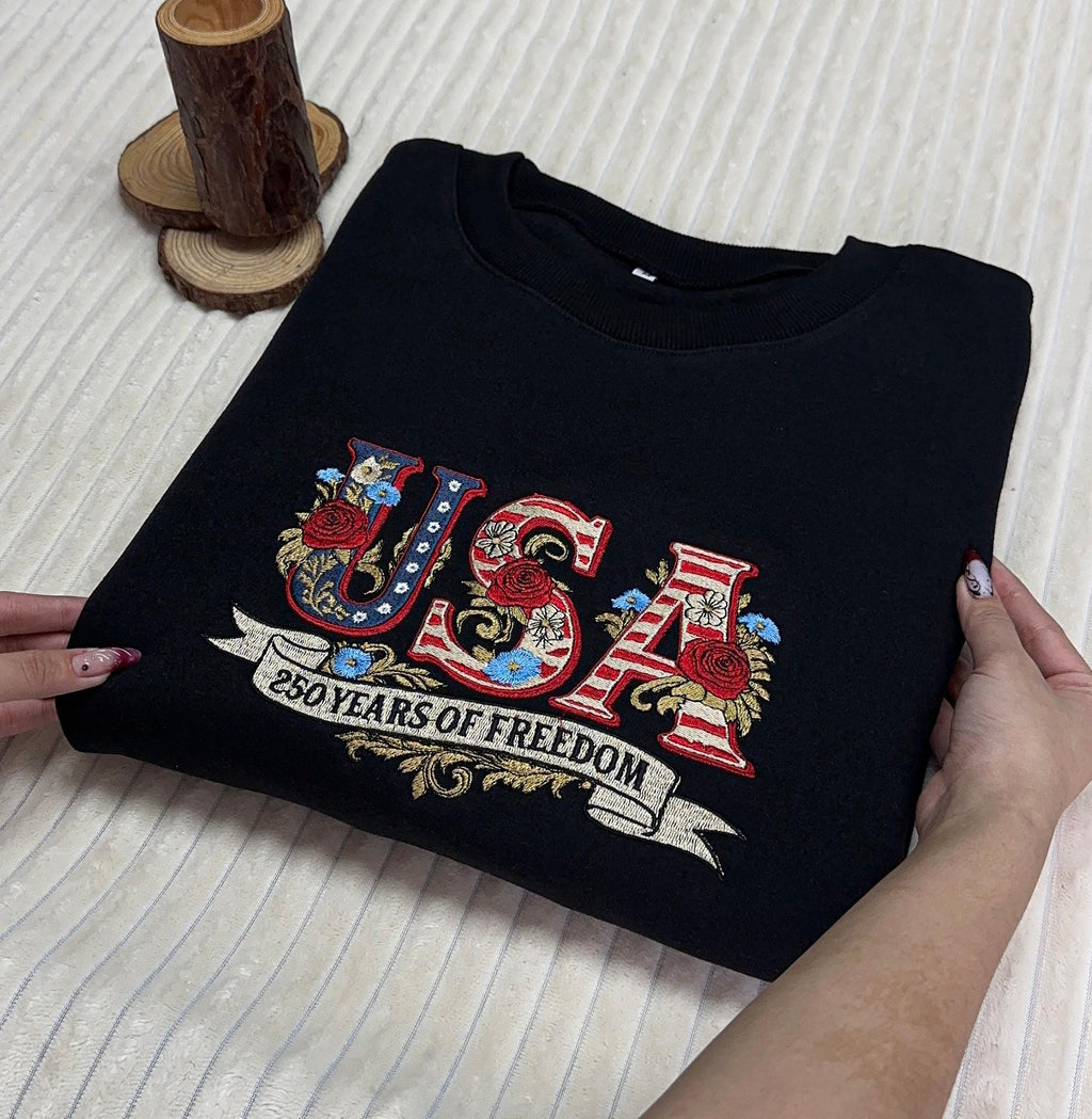 USA Embroidered Shirt, America 250th Anniversary 1776–2026