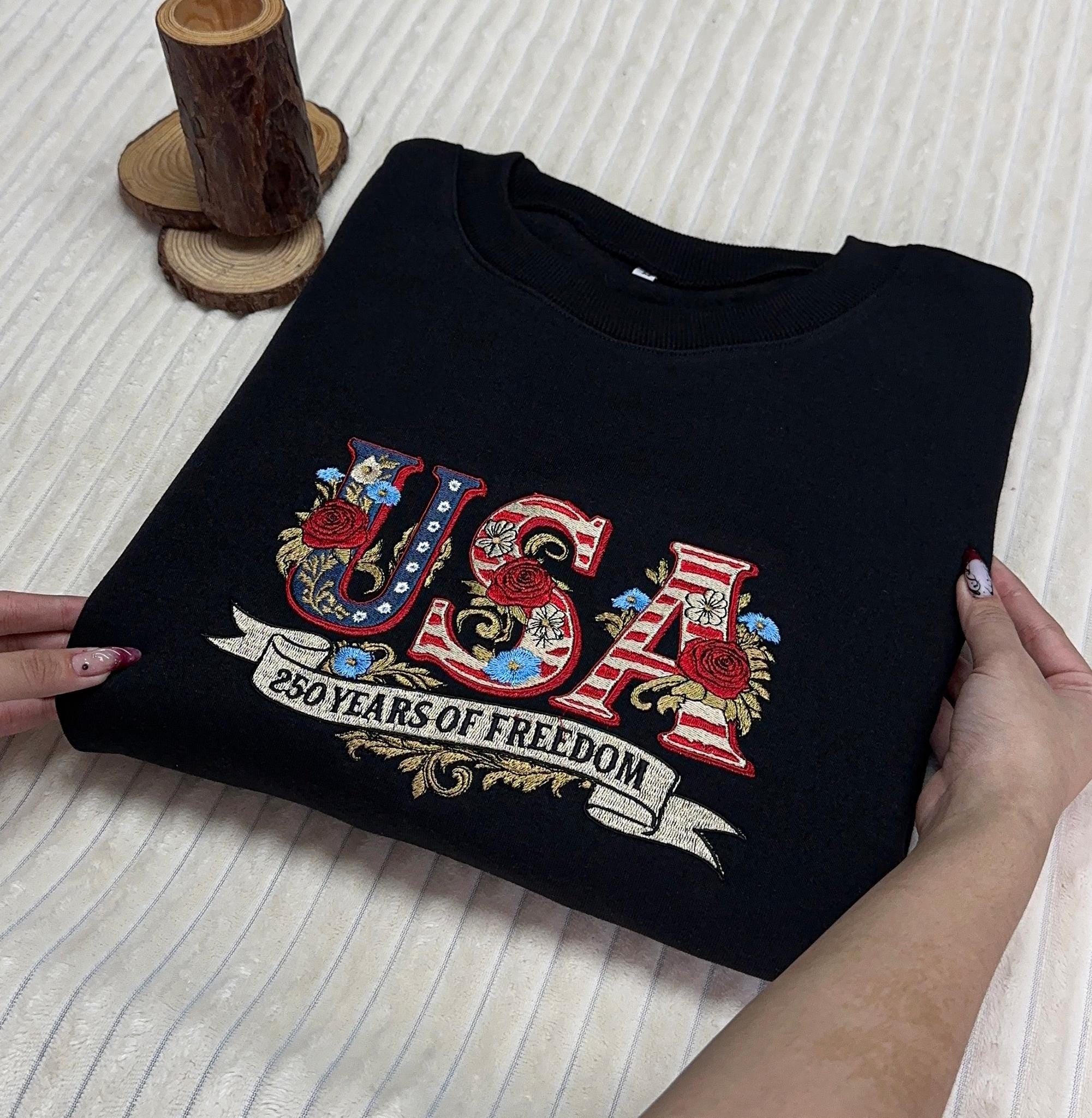 USA Embroidered Shirt, America 250th Anniversary 1776–2026