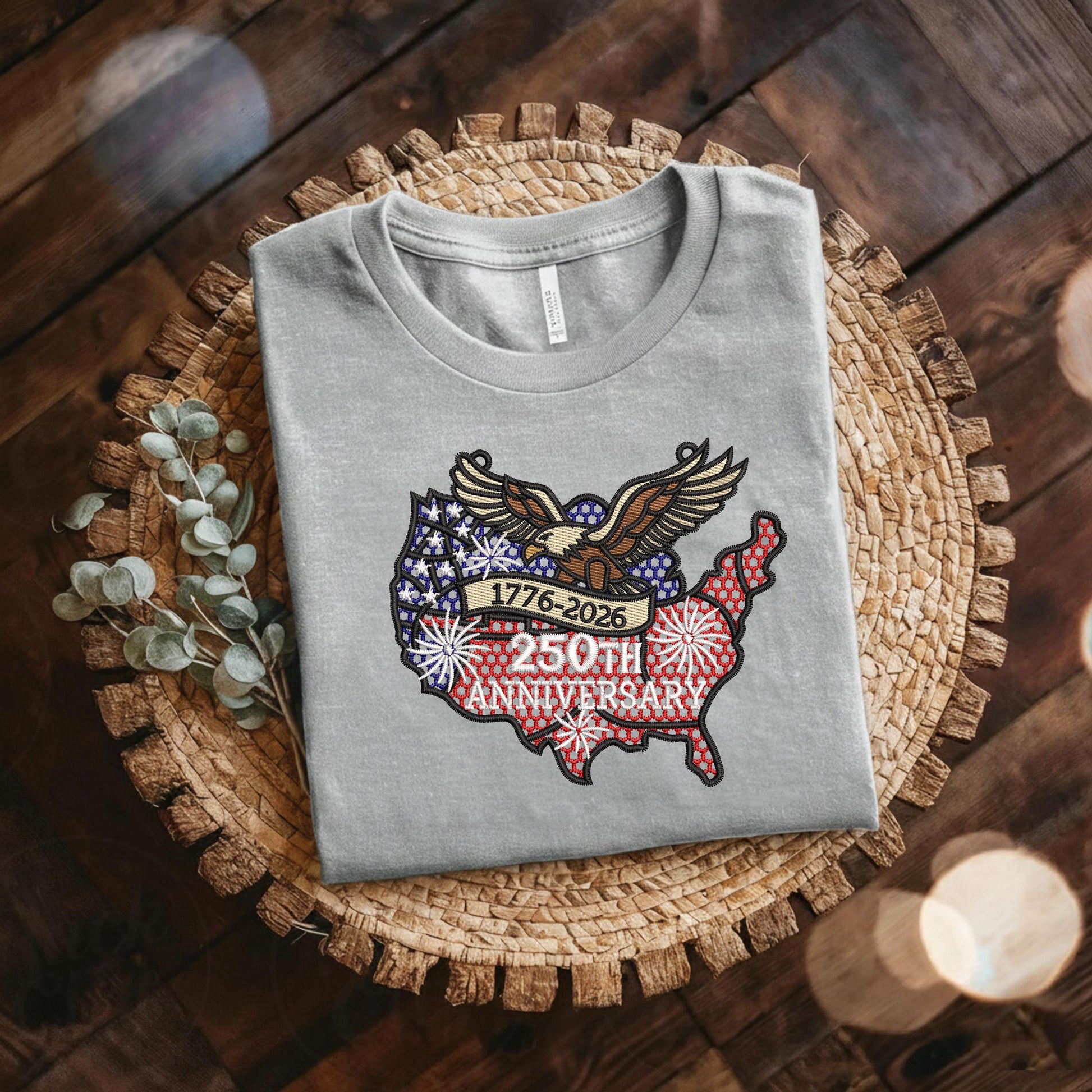 USA 250th Anniversary Embroidery Sweatshirt – FSL American Eagle Design | Semiquincentennial Patriotic Crewneck
