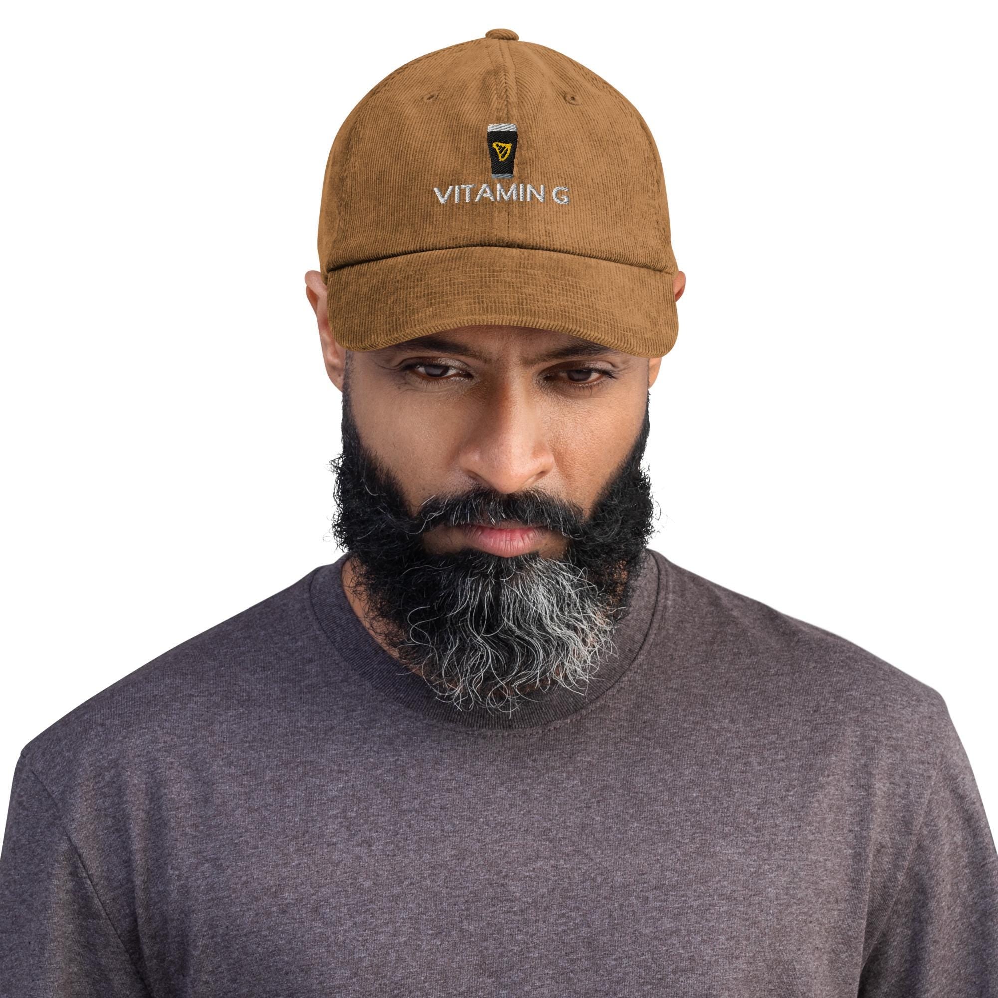 Vitamin G Corduroy Hat, Embroidered Guinness Beer Stout Cap Irish Guinness Dad Hat Beer Lover Gift