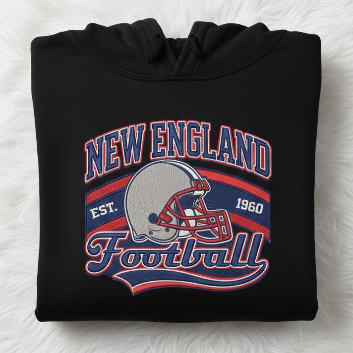 Embroidered New England Football Sweatshirt – Game Day Patriots Shirt | Unisex Hoodie for Men & Women | Football Fan Gift