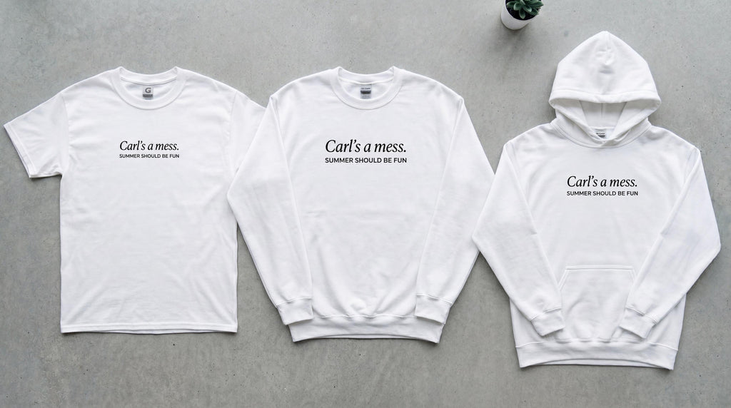 Carls a Mess Embroidered Shirt – “Summer Should Be Fun” Quote Tee, Minimalist Unisex Soft Cotton Top, Casual Streetwear Gift for Men & Women