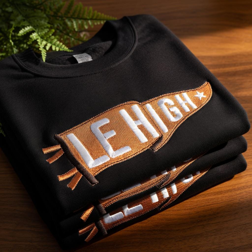 Custom Embroidered College Pennant Sweatshirt, Personalized Team Apparel, University Crewneck Sweater, Custom School Name Gift, Unisex Varsity Style