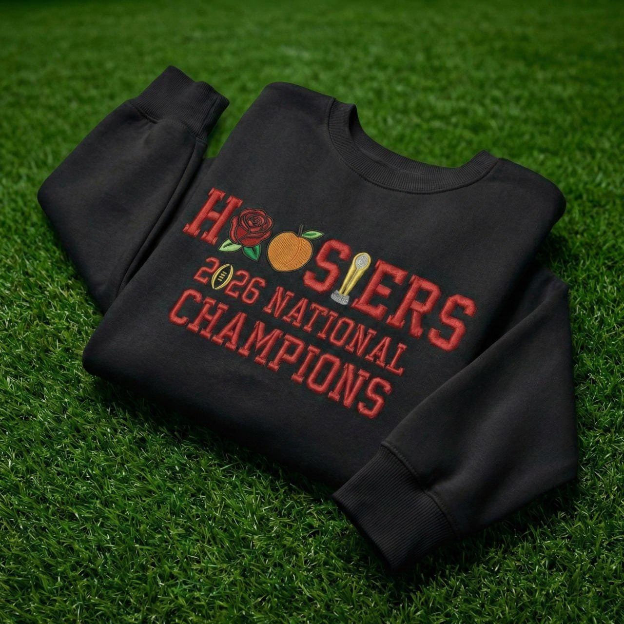 Indiana Football Embroidered 2026 National Champs Sweatshirt, Trendy Game Day T-Shirt, Unisex Hoodie, College Football Fan Gift