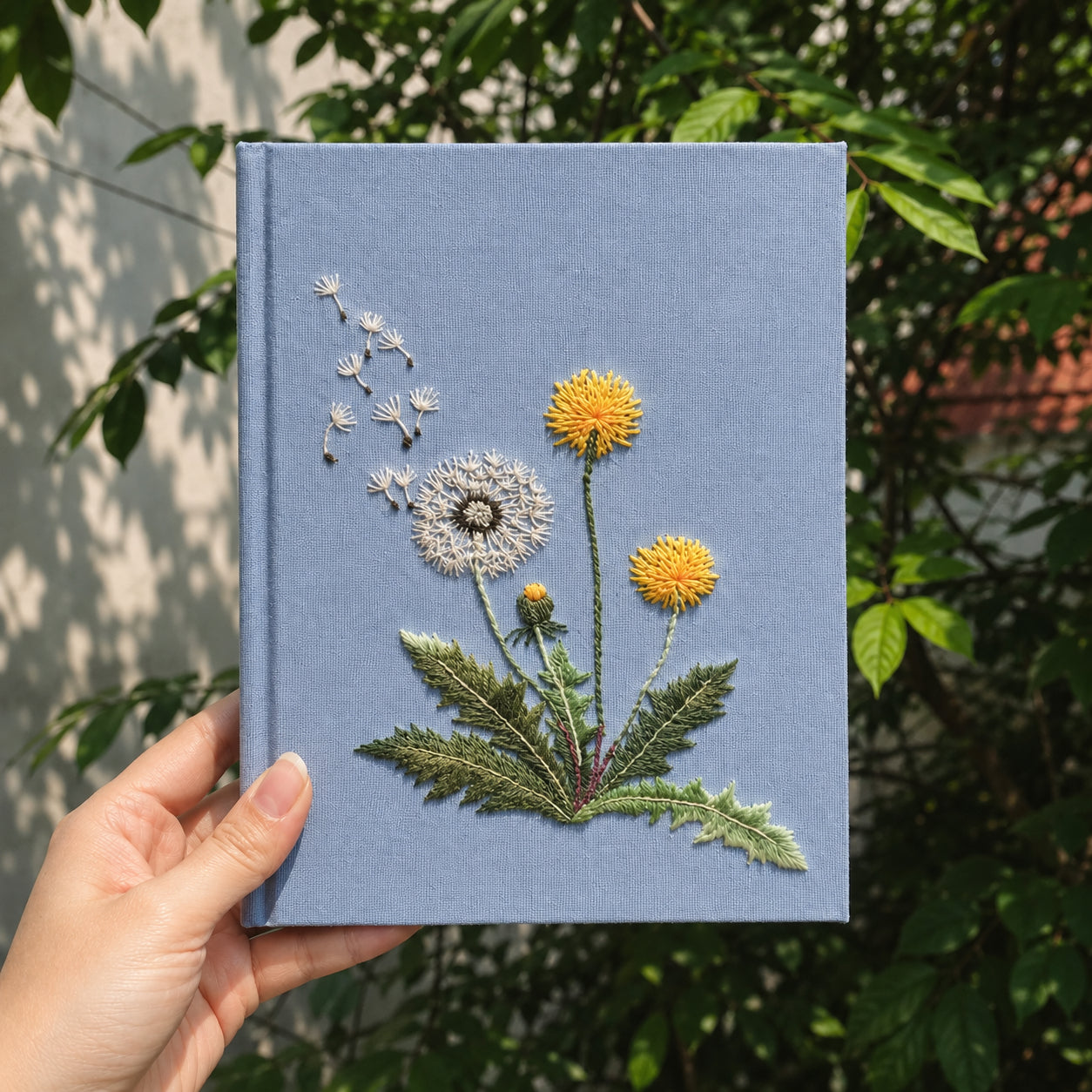 Hand Embroidered Floral Journal Notebook, Personalized Floral Notebook With Name, Linen Fabric Hard Cover Notebook, Special Custom Handmade Gift and Keepsakes ENB03