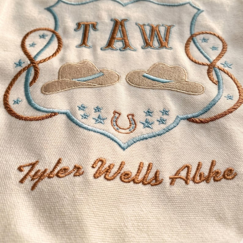 Personalized Cowboy Baby Banner, Custom Name Sign, Baby Name Banner, Monogram Hospital Door Hanger, Baby Shower Gift BBFLAG09