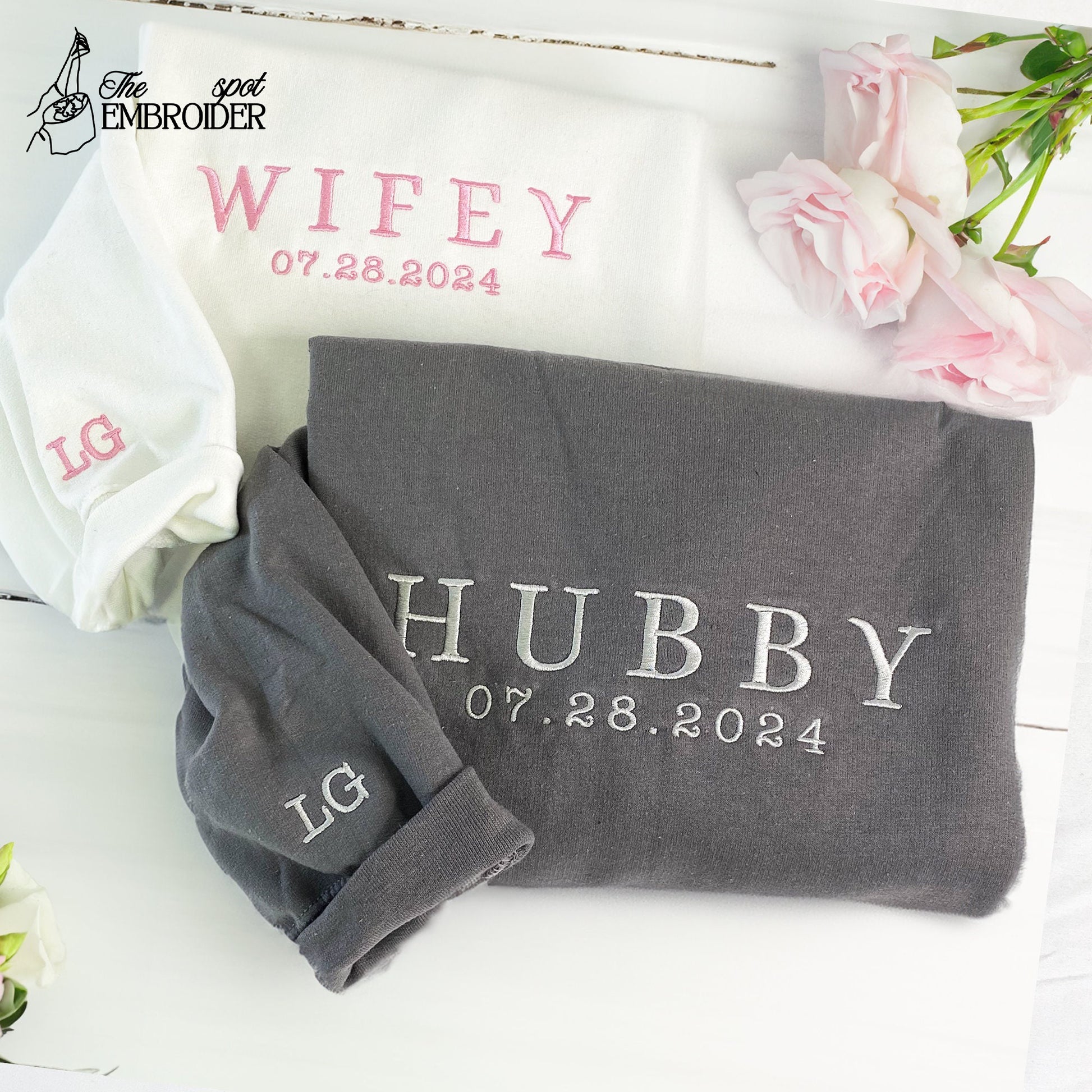 Custom Hubby And Wifey Shirt, Wifey Sweatshirts, Hubby Sweatshirt, Personalized Engagement Gift For Bride, Honeymoon Outfits, Wedding Gift