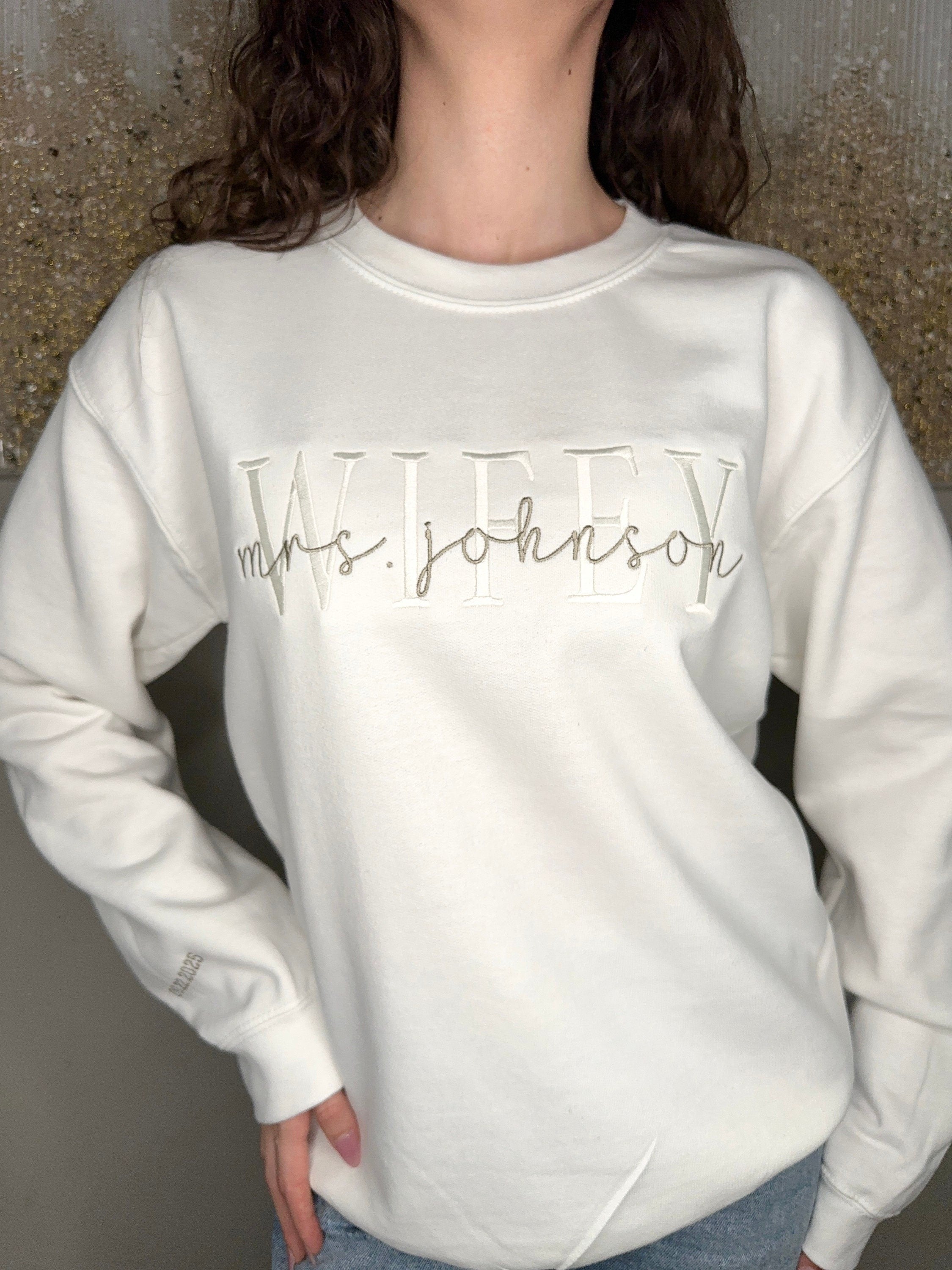Embroidered Wifey Sweatshirt, Hoodie, Personalized Gift for Wife, Mom Embroidered Sweater, Wedding Gift Bride, Mother's Day Gifts