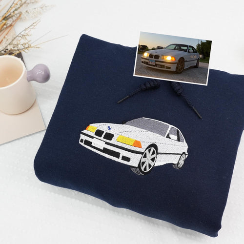 Custom Car Embroidery Sweatshirt, Father’s Day Gift for Dad, Personalized Car Outline Sweater, Classic Car Crewneck