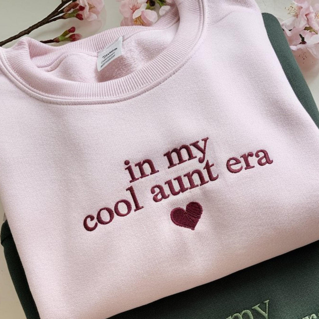 In My Cool Aunt Era Embroidered Sweatshirt, Aunt T-shirt, Gift for Auntie, Pregnancy Reveal, Auntie Tee, New Aunt Gifts, Gift For Aunt