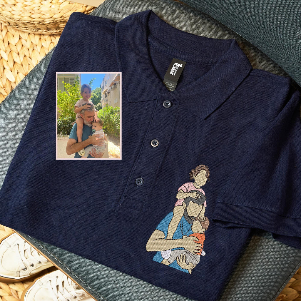 Custom Embroidered Grandpa Shirt, Personalized Photo Portrait Gift, Gift For Grandpa, Christmas Gifts