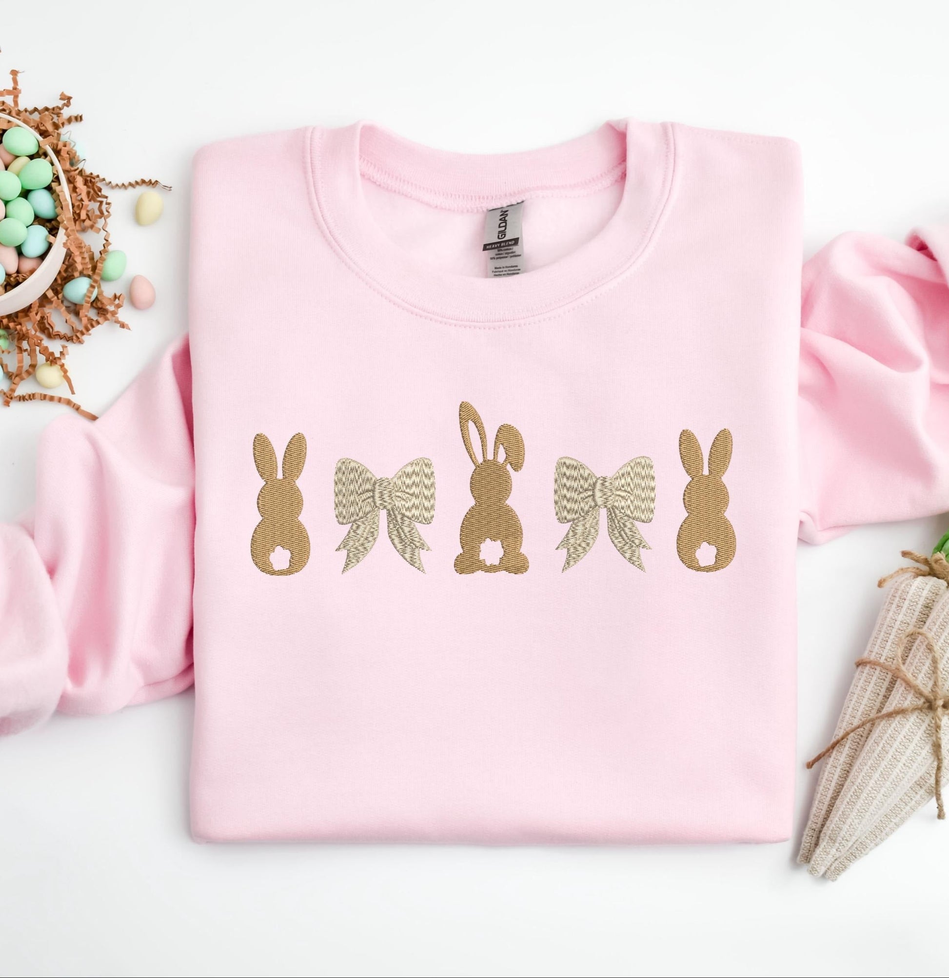 Embroidered Easter Day Sweatshirt, Embroidered Rabbit Sweatshirt, Embroidered Easter Bunny Shirt, Easter Shirt, Cute Bunny Sweatshirt