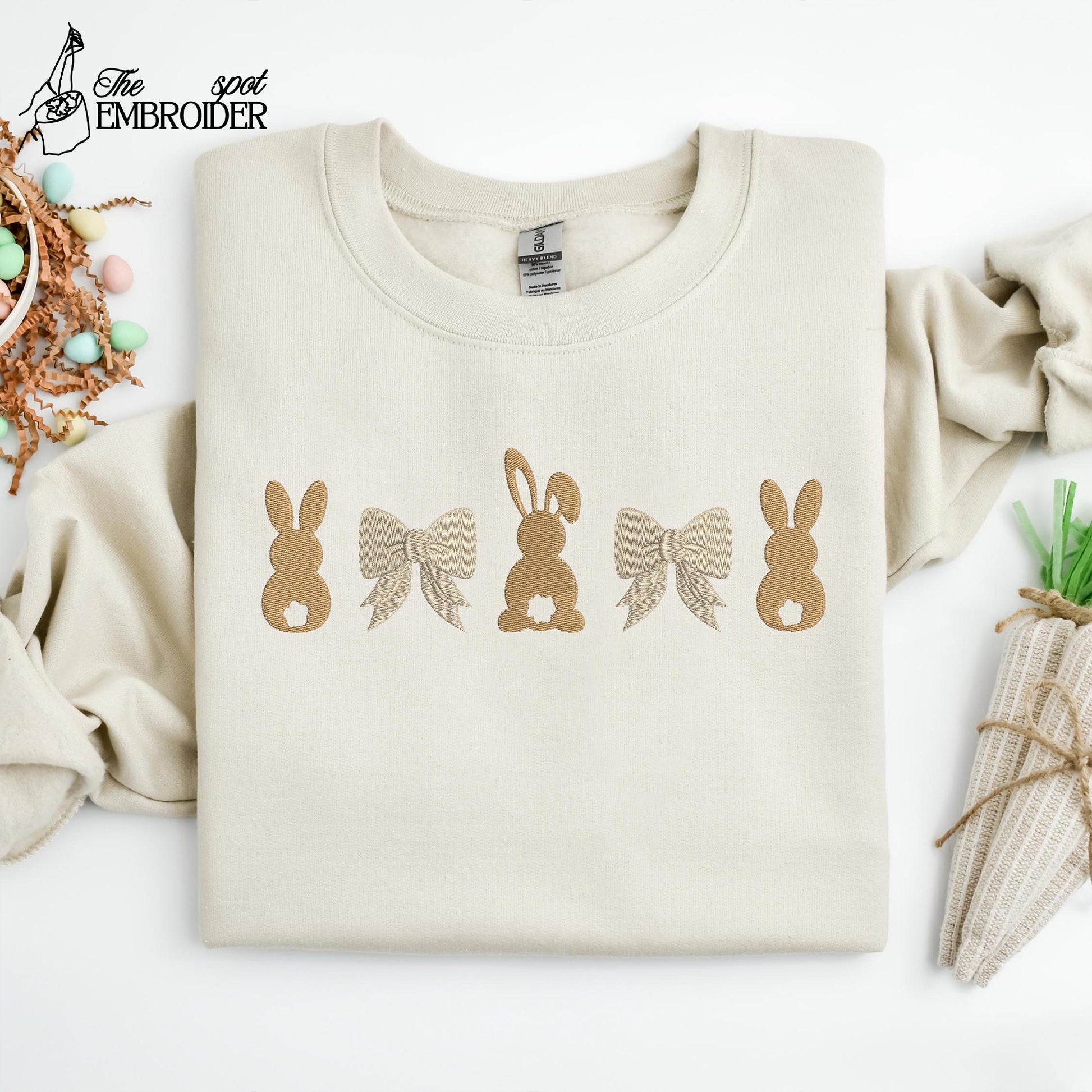Embroidered Easter Day Sweatshirt, Embroidered Rabbit Sweatshirt, Embroidered Easter Bunny Shirt, Easter Shirt, Cute Bunny Sweatshirt