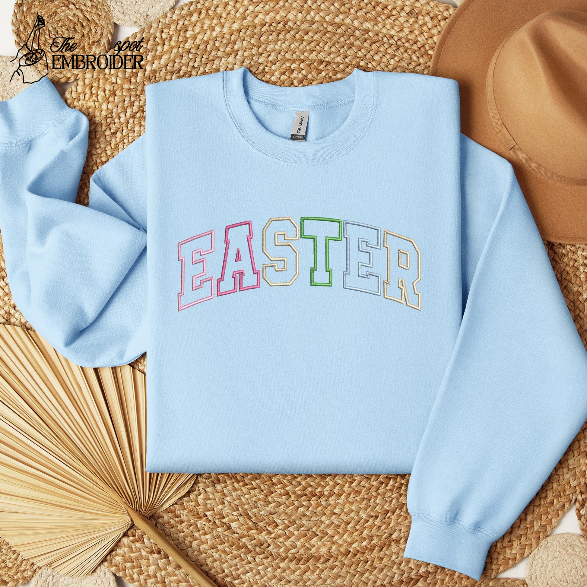 Easter Embroidered Sweatshirt, Easter T-shirt ,Embroidery Sweatshirt, Easter Sweat, Easter Gift, Happy Easter Embroidery Sweatshirt