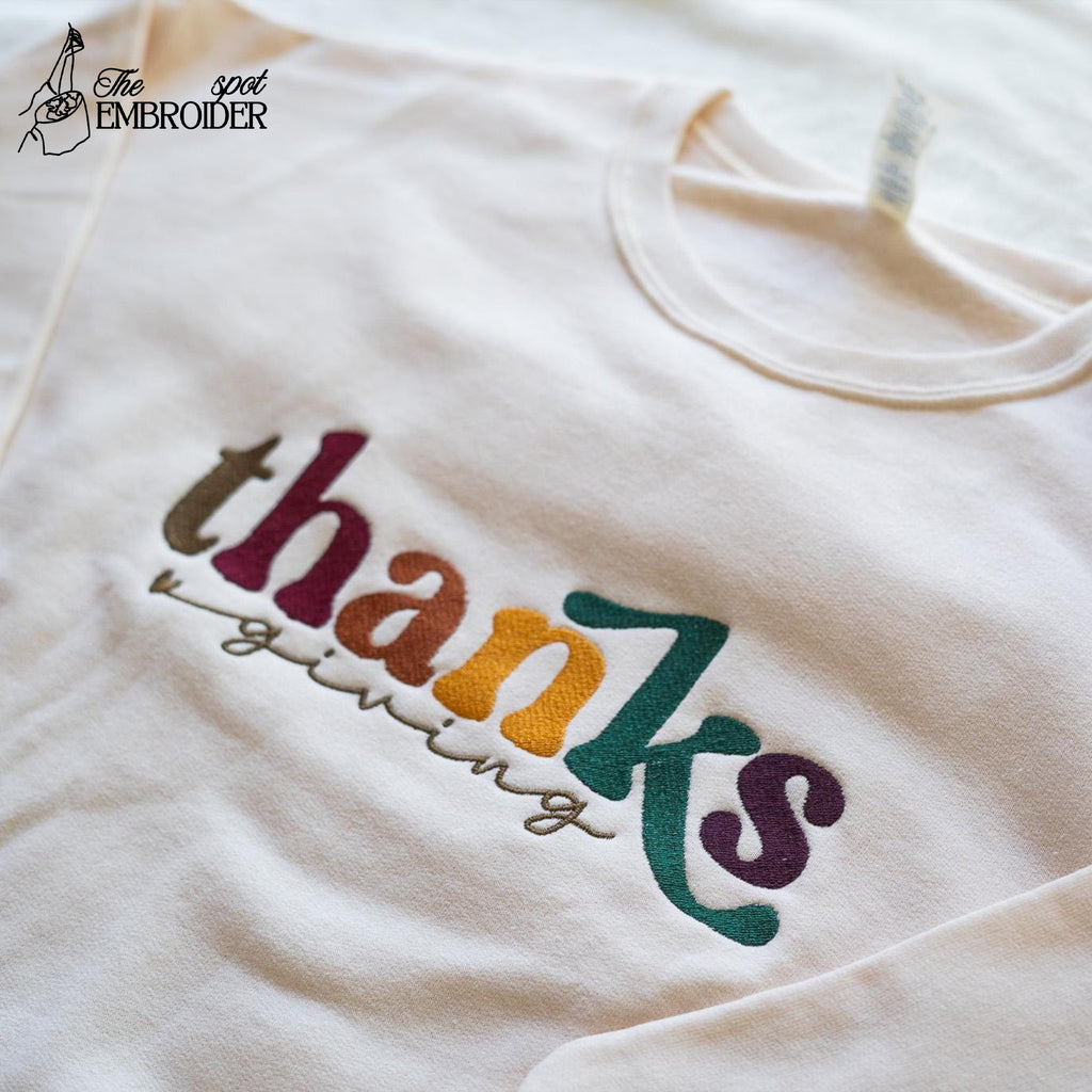 Thanks Embroidered Shirt, Embroidered Fall Shirt, Oversized Sweatshirt, Cozy Autumn Sweatshirt, Thanksgiving Sweatshirt , fall style