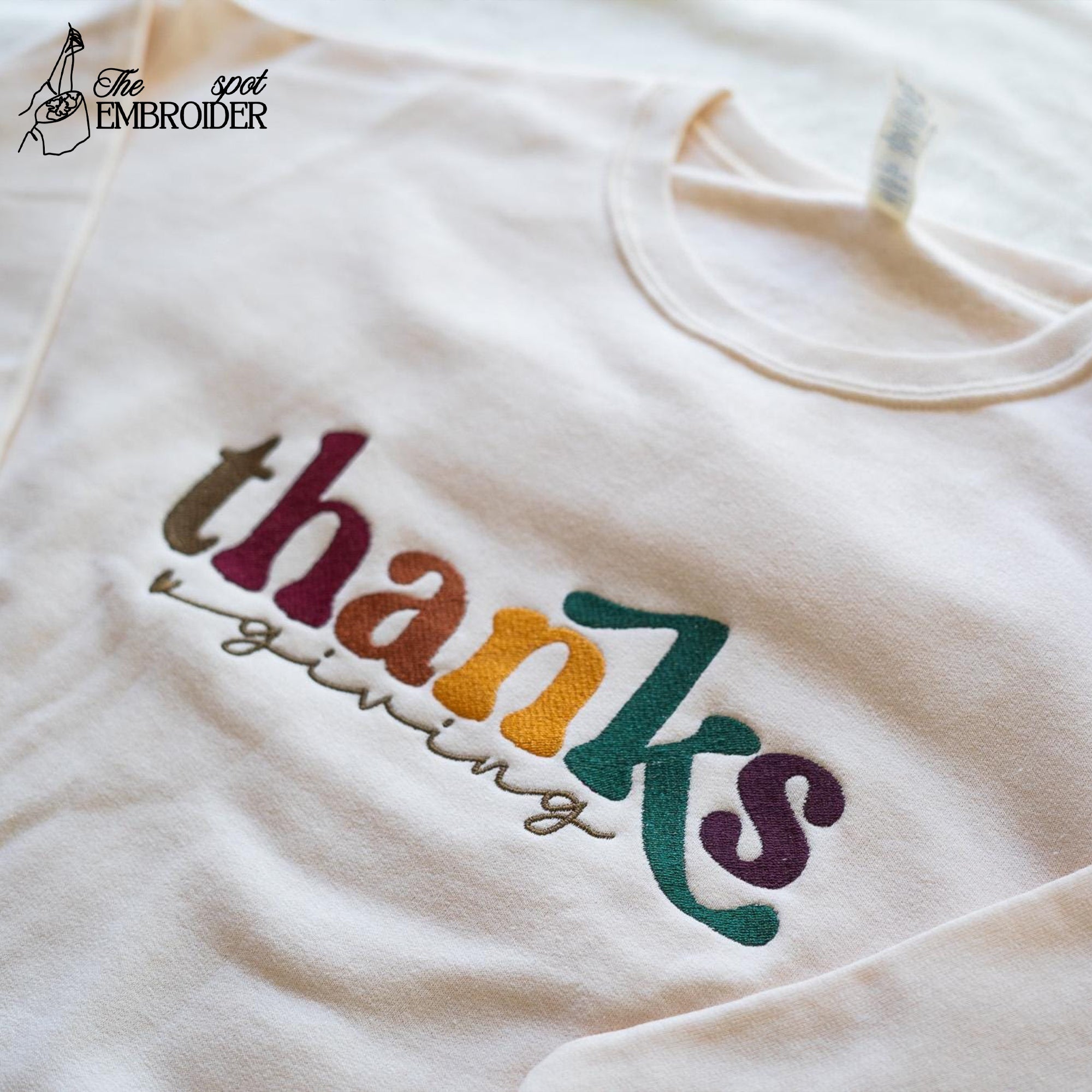 Thanks Embroidered Shirt, Embroidered Fall Shirt, Oversized Sweatshirt, Cozy Autumn Sweatshirt, Thanksgiving Sweatshirt , fall style