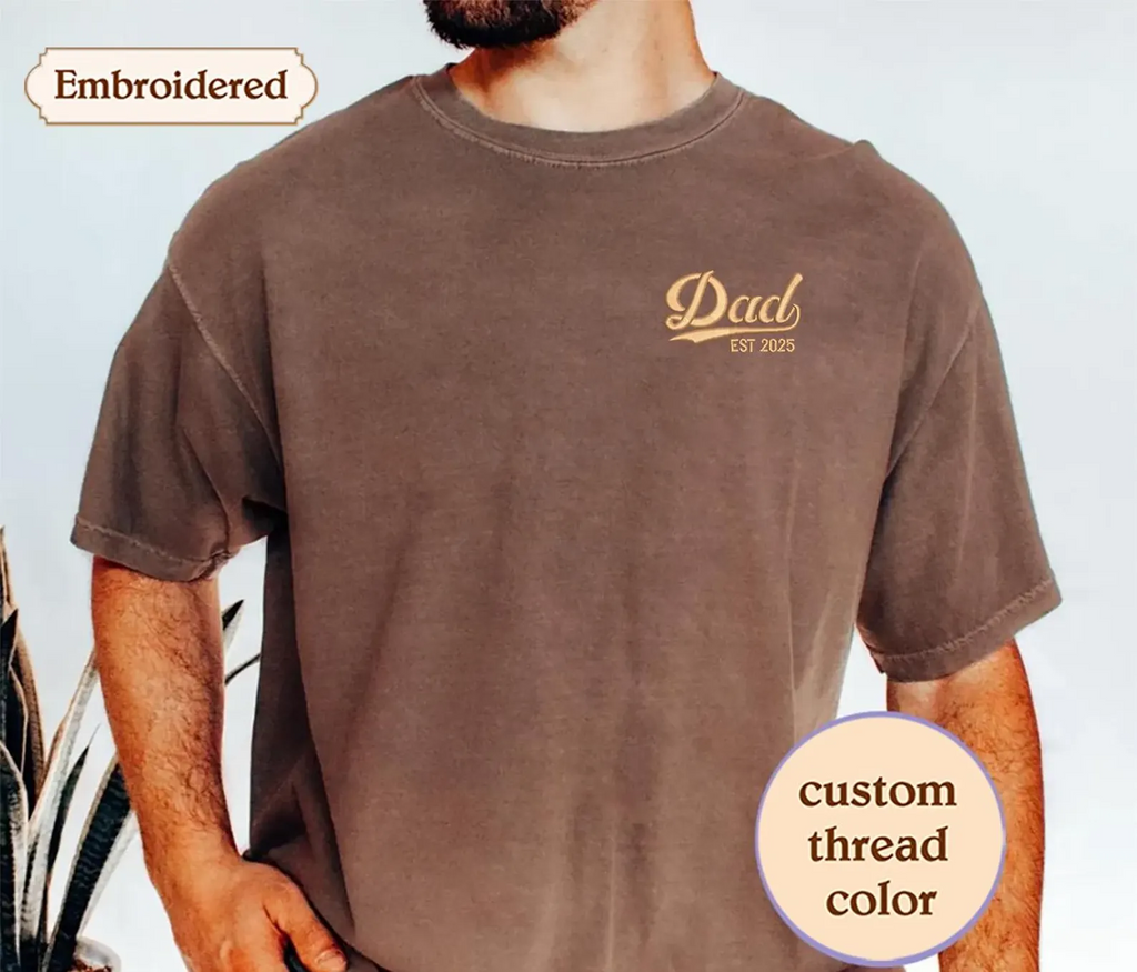 Custom Dad Est Embroidered Shirt, Personalized Father’s Day Gift for Dad