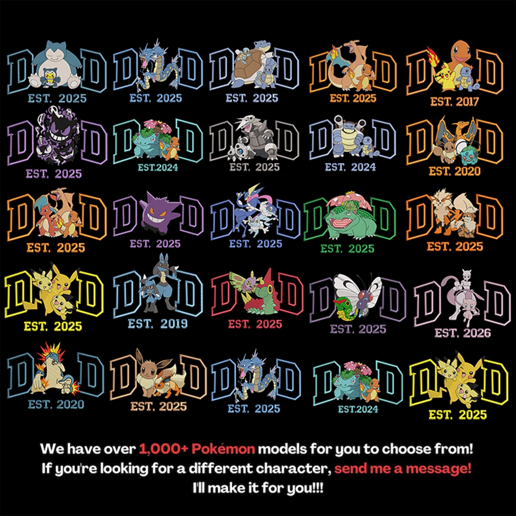 Custom Anime Dad Embroidered Washed T-Shirt, Personalized Father’s Day Gift
