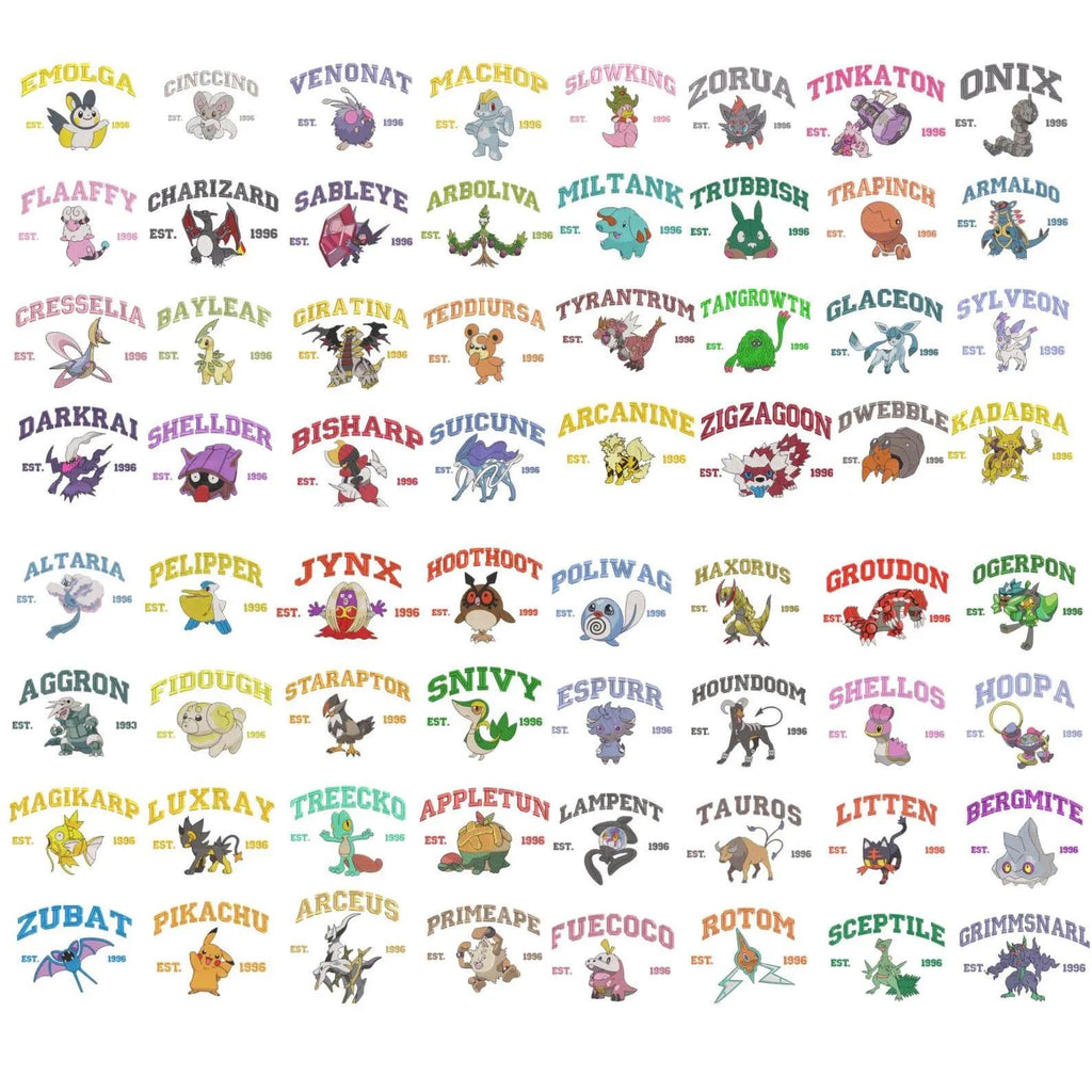 Custom Poke Anime Embroidered Sweatshirt, Personalized Character Crewneck, Gift for Her & Him