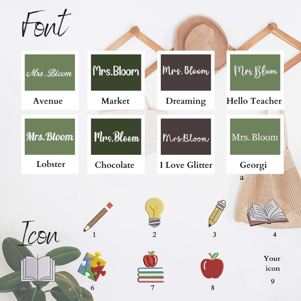 Personalized Apple Teacher Embroidered Sweatshirt, Custom Name Teacher Shirt, Back to School Gift, Classroom Apparel