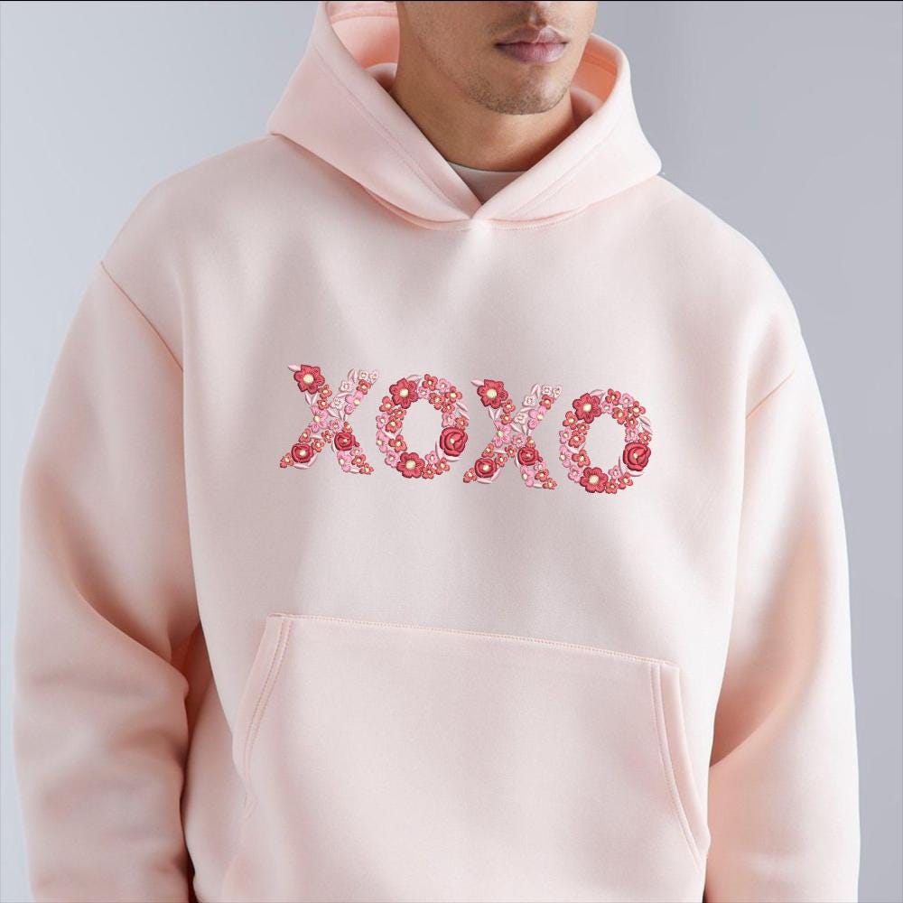 XOXO Embroidery Sweatshirt – Minimal Heart Stitch Crewneck, Cozy Love Gift