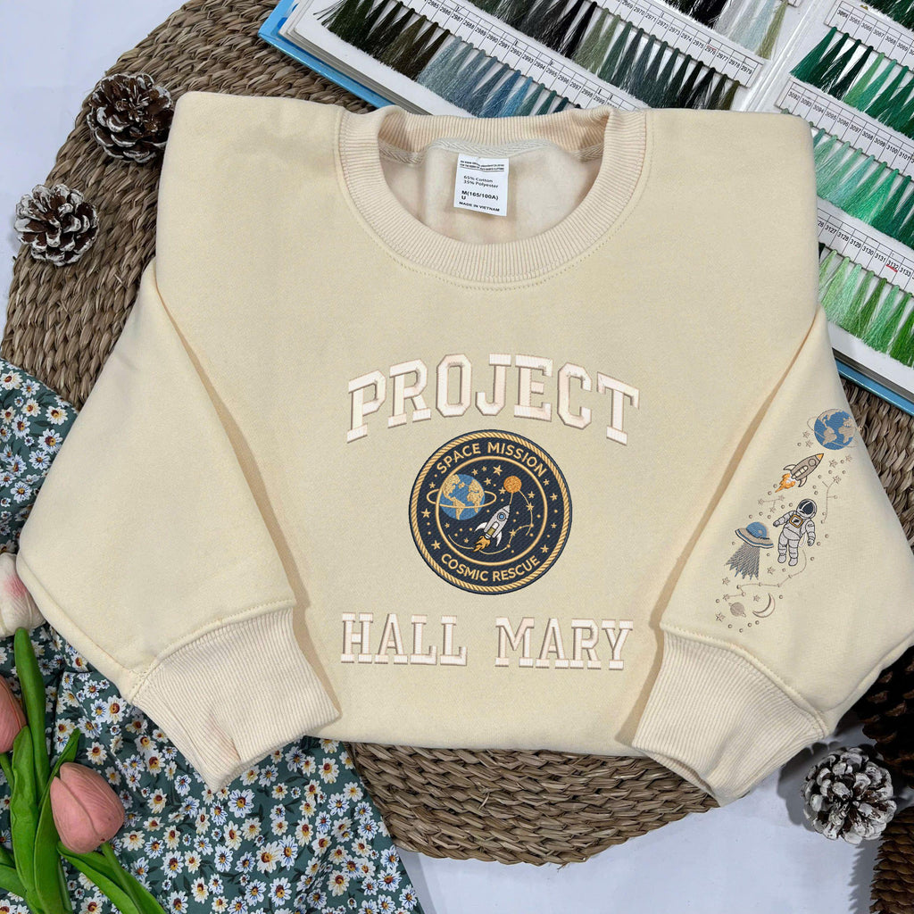 Embroidered Project Hail Mary Sweatshirt, Sci-Fi Crewneck for Book Lovers, Cozy Reader Gift