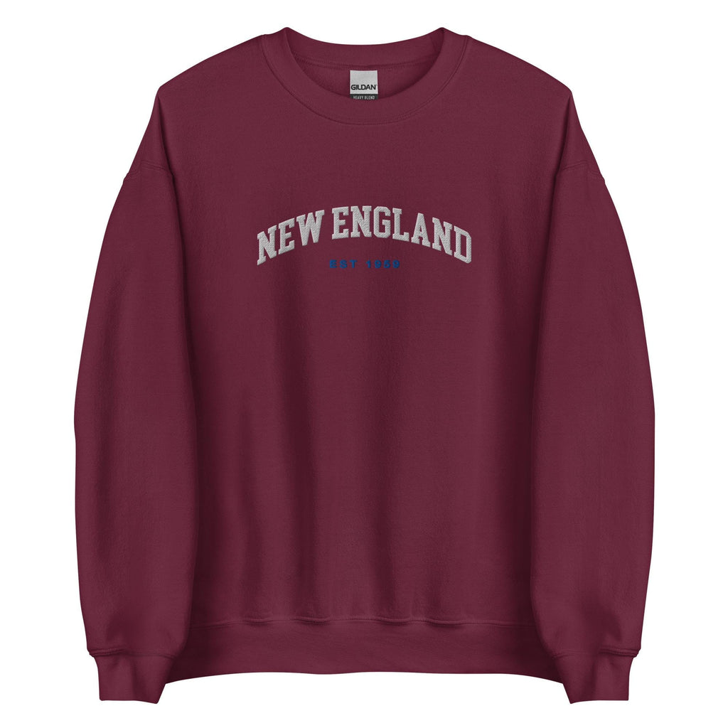 Embroidered New England Football Crewneck, Vintage Game Day Sweatshirt, Cozy Retro College Style fall pullover, UNISEX