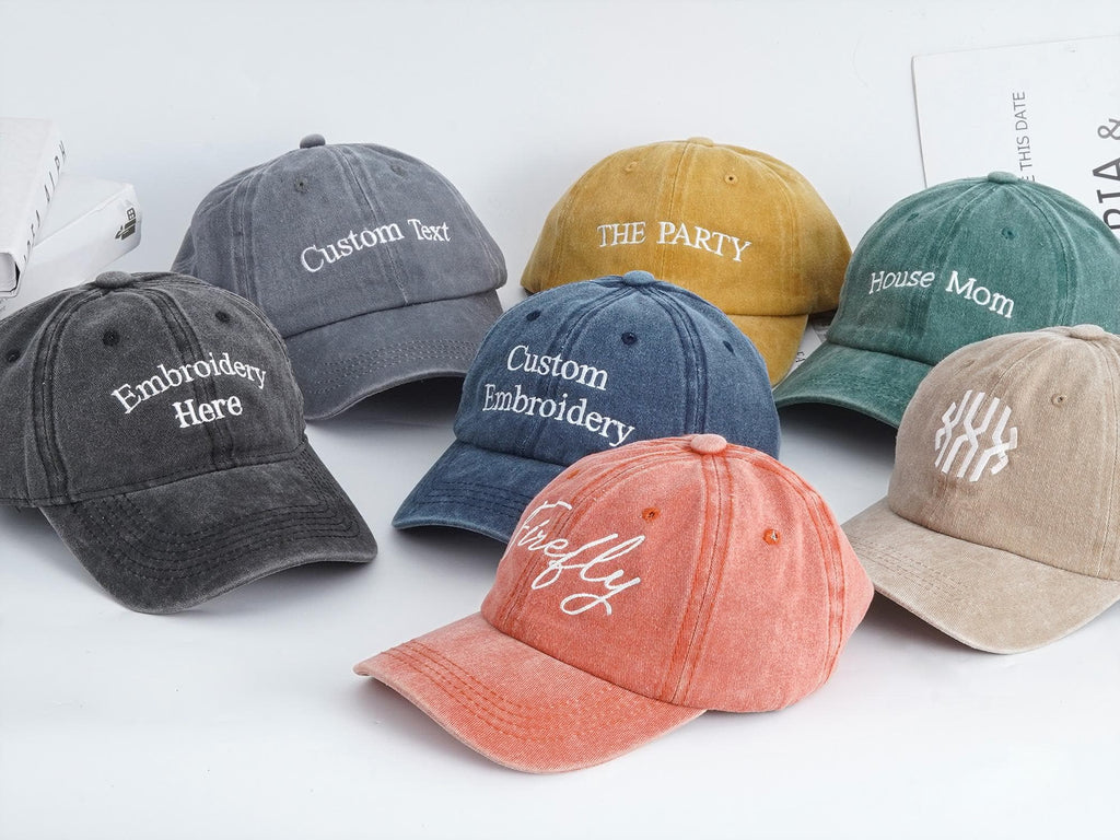 Personalized Text Hat, Custom Logo Embroidered Hat, Retro Baseball Hat, Vintage Style Trucker Hat, Fathers Day Gift, Unisex Baseball Hat.