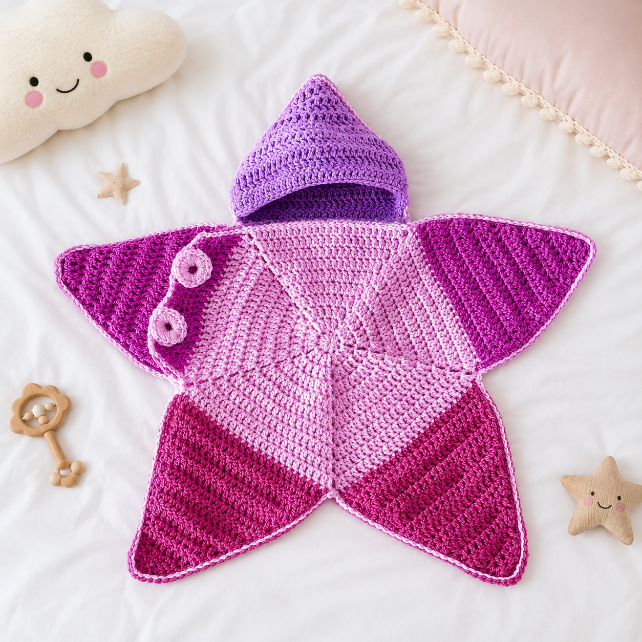 Personalized Purple Star Baby Swaddle, Cute Baby Star Cocoon, Custom Baby Star Romper Sleep Sack, Hooded Newborn Wrap, Handmade Crochet Knit Outfit, Custom Name Baptism Baby Shower Gift BABYSR09