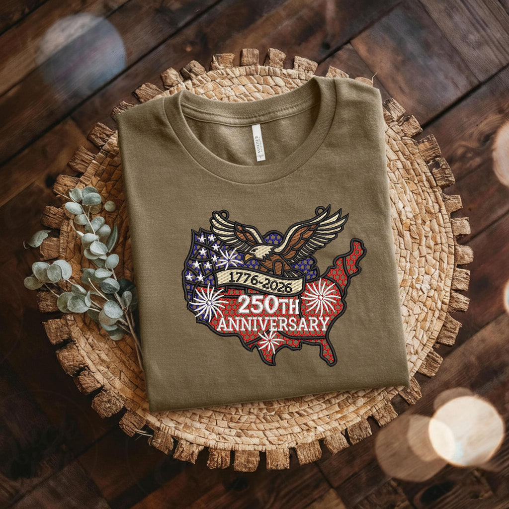 USA 250th Anniversary Embroidery Sweatshirt – FSL American Eagle Design | Semiquincentennial Patriotic Crewneck