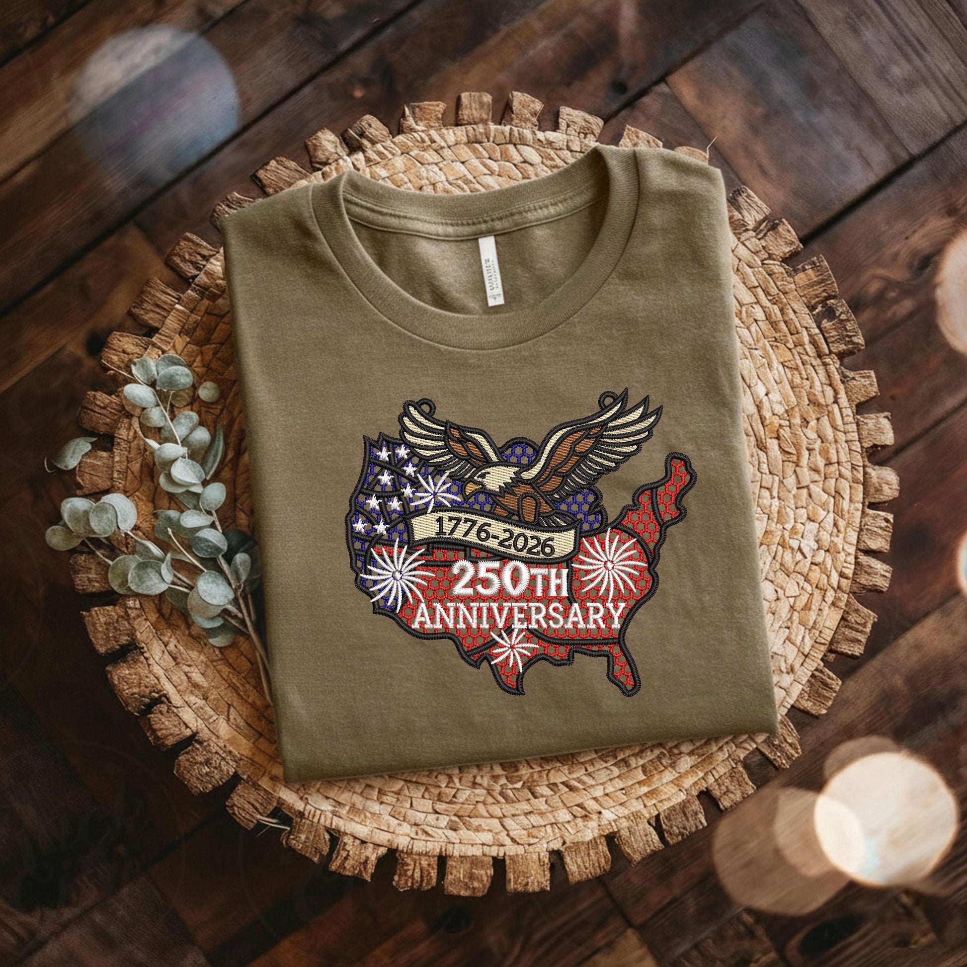 USA 250th Anniversary Embroidery Sweatshirt – FSL American Eagle Design | Semiquincentennial Patriotic Crewneck