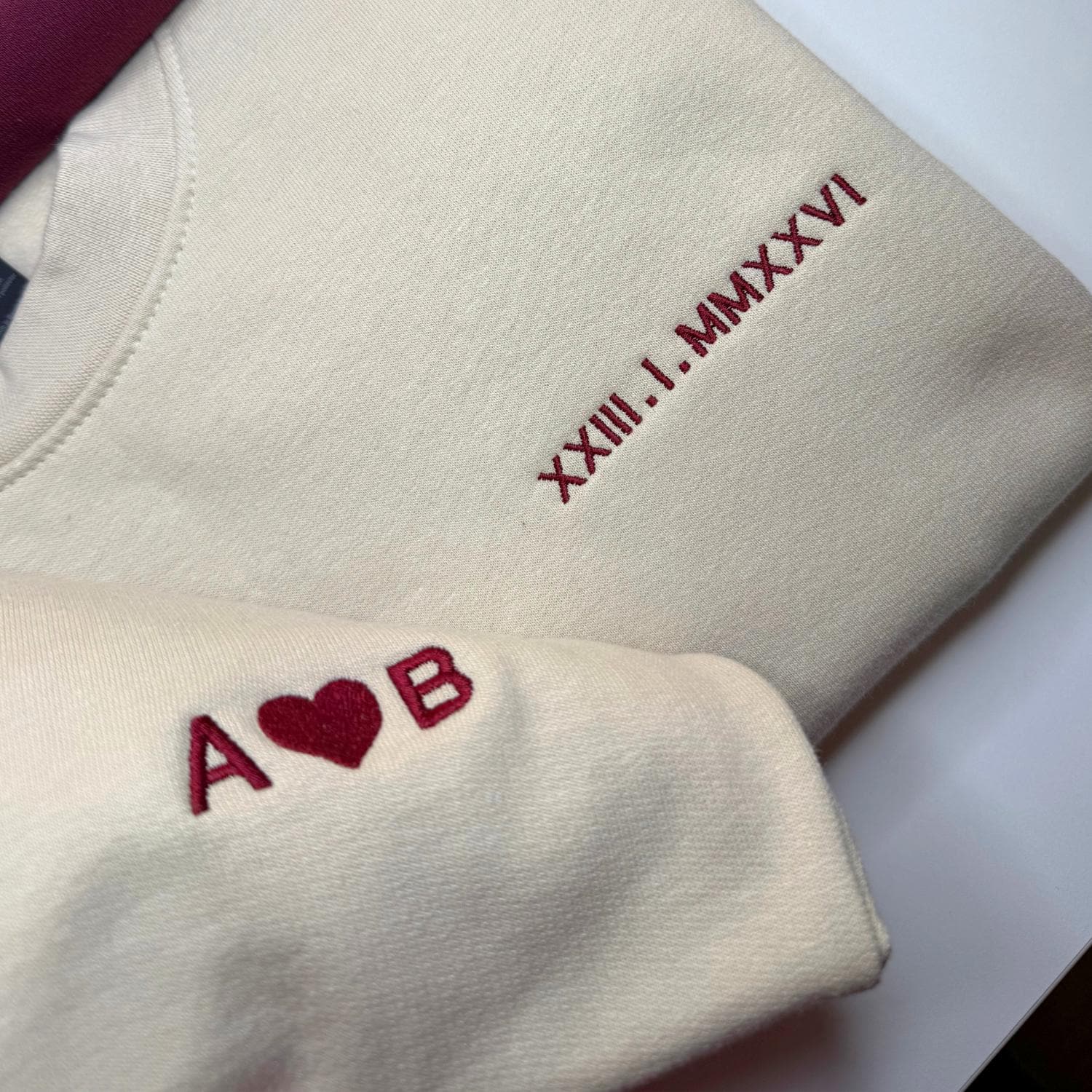 Embroidered Anniversary Date Sweatshirt, Roman Numerals Couples Jumper, Couple Matching Gift, Anniversaries, Valentines Day