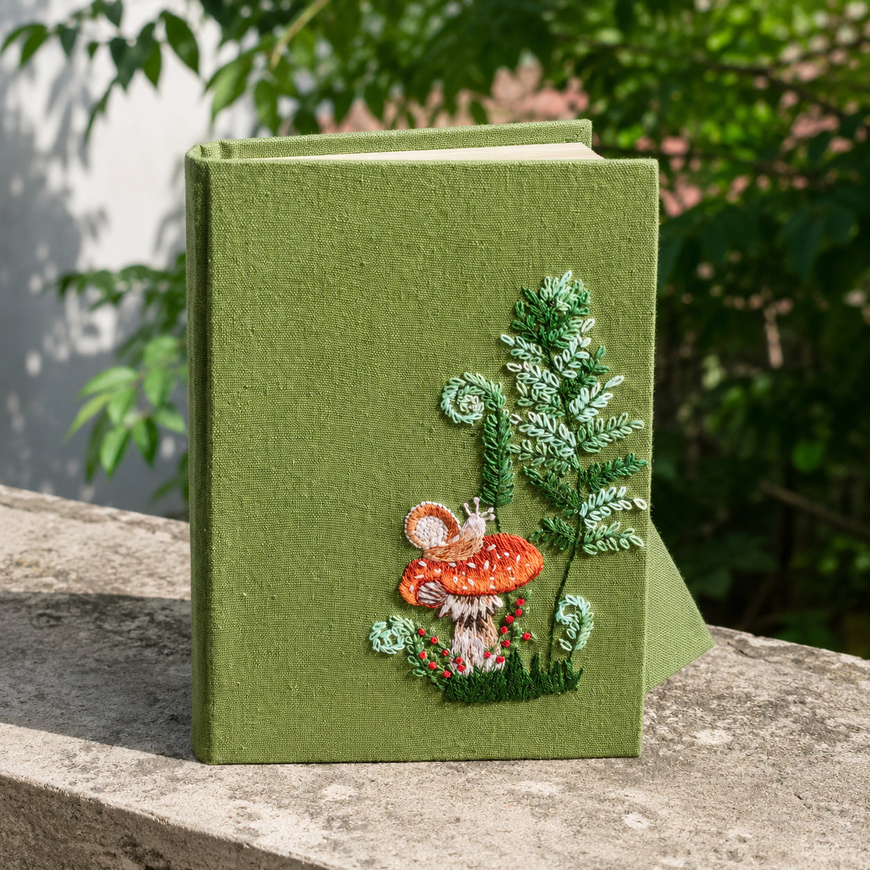 Hand Embroidered Notebook, The Forest Journal Notebook, Personalized Floral Notebook With Name, Linen Fabric Hard Cover Notebook, Special Custom Handmade Gift and Keepsakes ENB04
