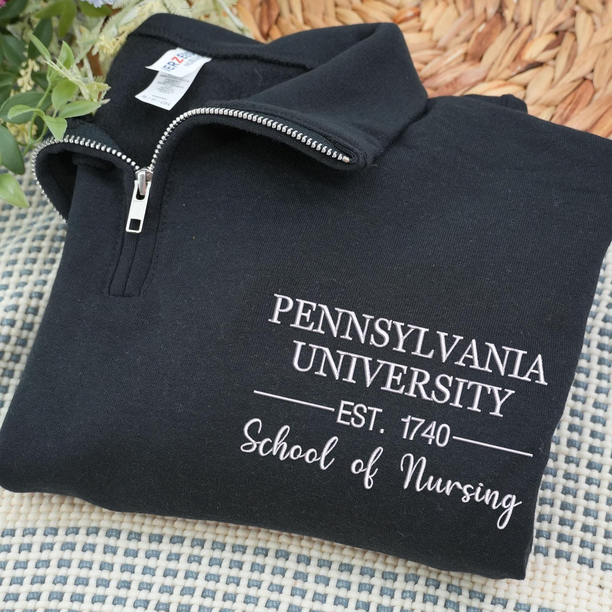 Custom College Embroidered Quarter Zip Sweatshirt - College Sweatshirt With Degree - School of Law - Graduation Gift, Alumni Gift