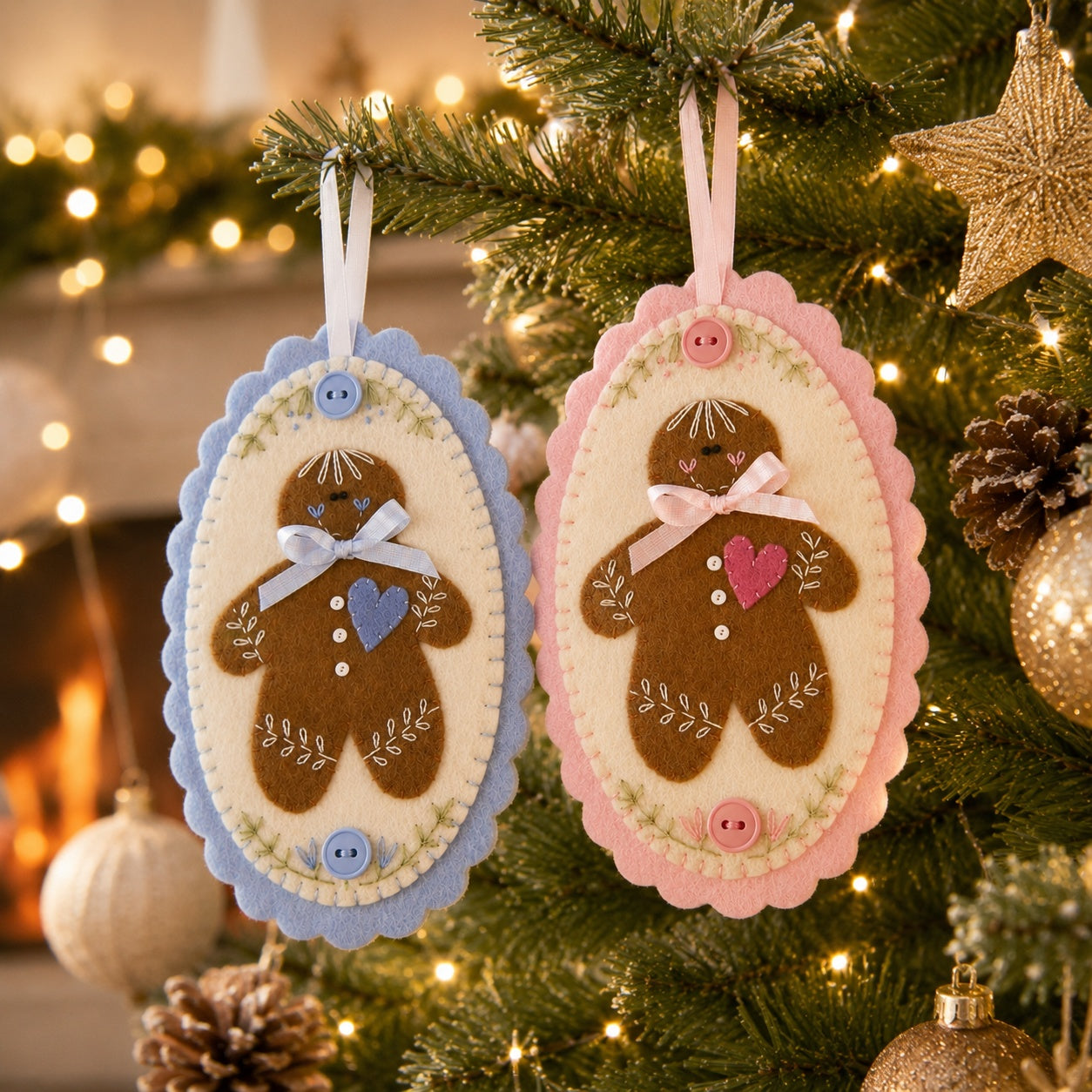 Personalized Gingerbread Felt Ornament, Handmade Christmas Tree Decoration, Holiday Keepsake, Cute Gingerbread Gift, Baby Christmas Ornament Gift NHFOR06
