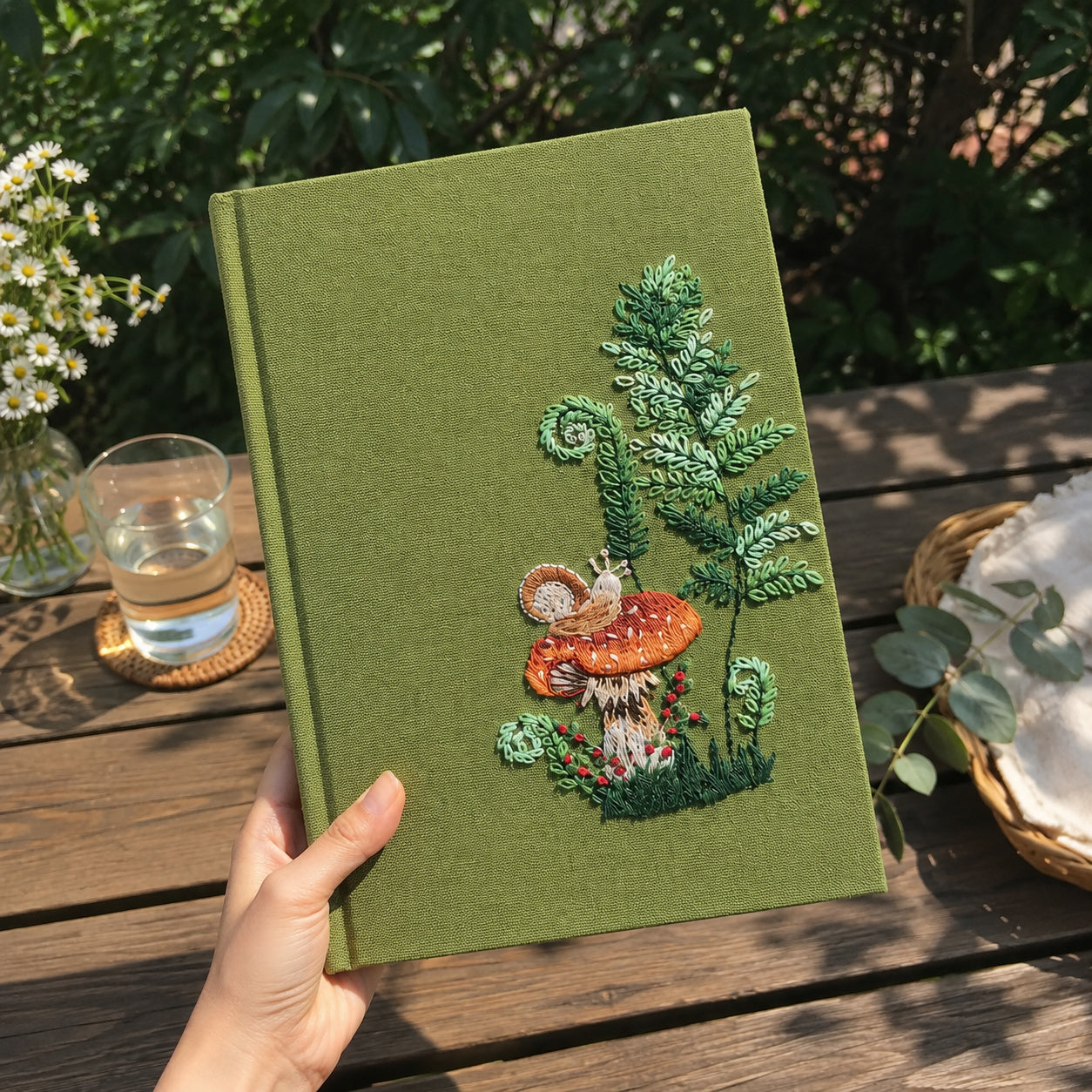 Hand Embroidered Notebook, The Forest Journal Notebook, Personalized Floral Notebook With Name, Linen Fabric Hard Cover Notebook, Special Custom Handmade Gift and Keepsakes ENB04