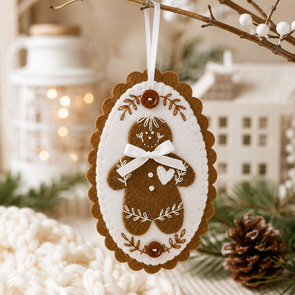 Personalized Gingerbread Felt Ornament, Handmade Christmas Tree Decoration, Holiday Keepsake, Cute Gingerbread Gift, Baby Christmas Ornament Gift NHFOR06