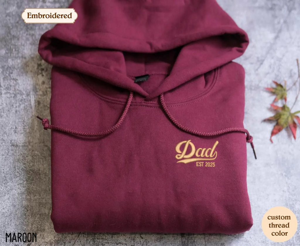 Custom Dad Est Embroidered Shirt, Personalized Father’s Day Gift for Dad