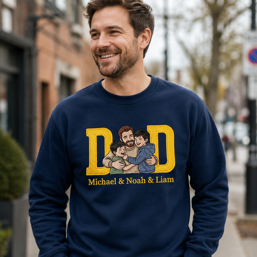 Custom Dad Embroidered Shirt With Kids Names, Personalized Father’s Day Gift