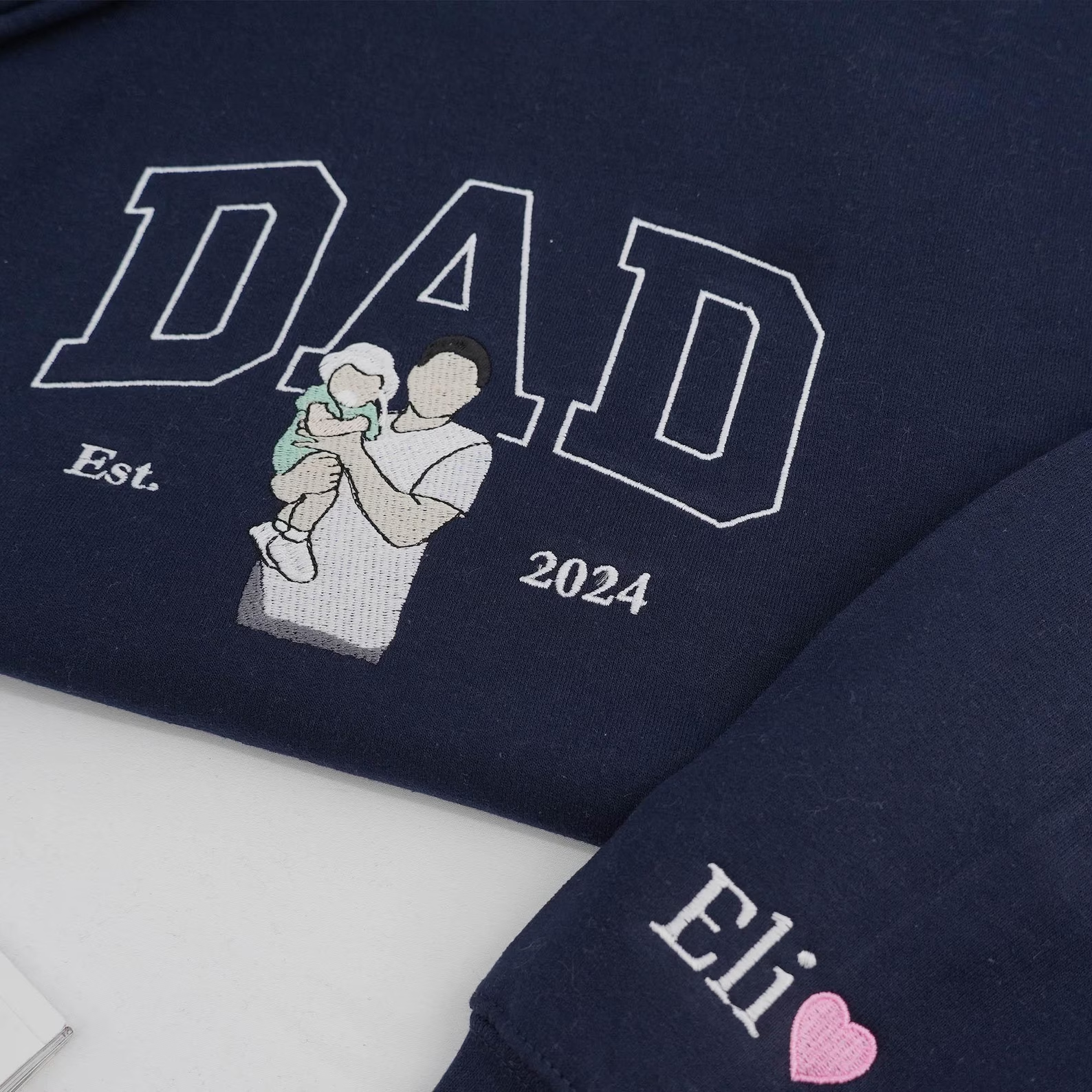 Custom Dad Embroidered Sweatshirt With Family Portrait, Personalized Father’s Day Gift