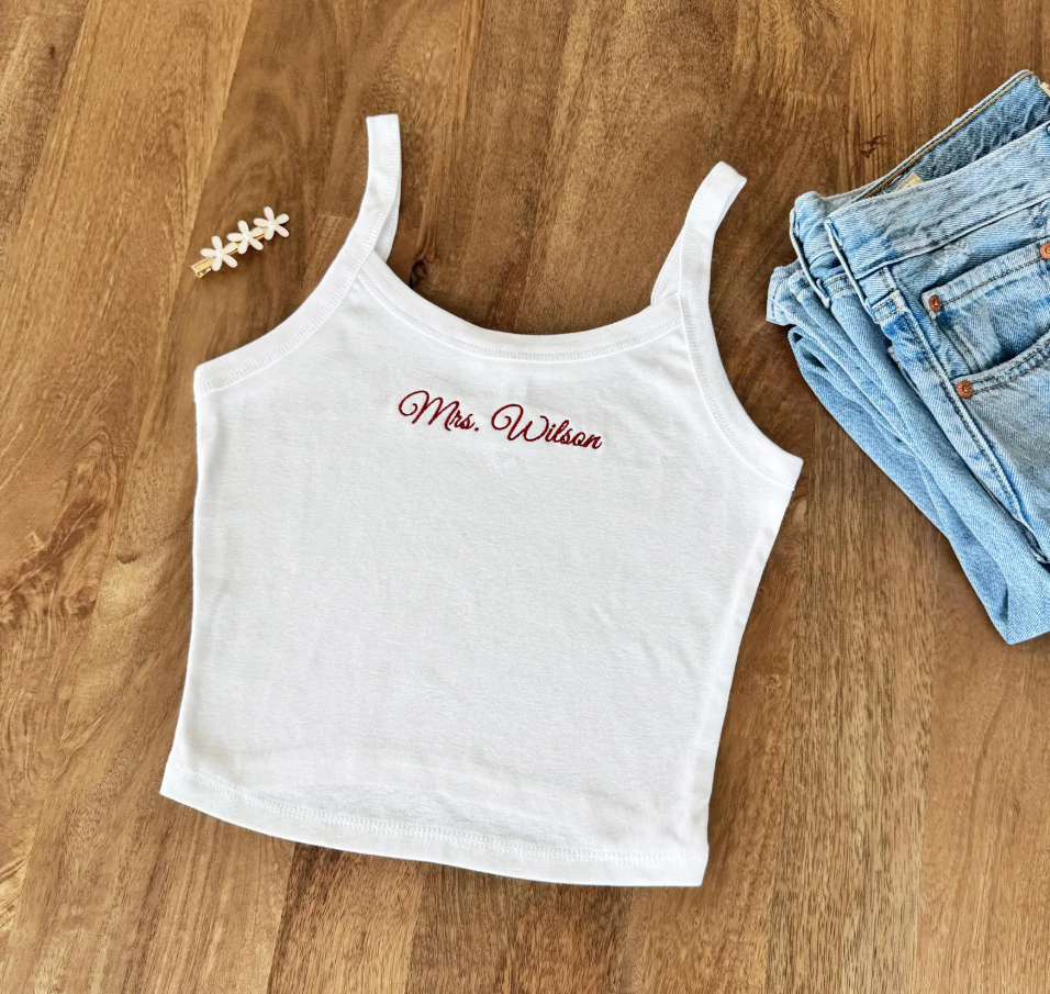 Personalized Bride Shirt, Embroidered Bride Crop Tank Top, Engagement Gift, Bride To Be Gift, Bridal Shower Gift