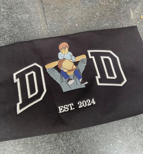 Custom Dad Embroidered Sweatshirt With Child Portrait, Personalized Father’s Day Gift