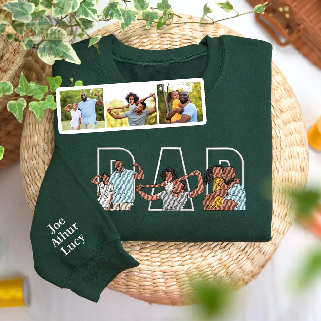 Custom Dad Embroidered Shirt With Kids Portrait, Personalized Father’s Day Gift