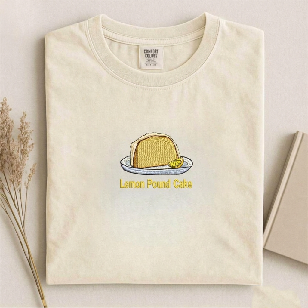 Lemon Pound Cake Embroidered Shirt, Funny Dessert Tee, Food Humor T-Shirt, Meme Sweatshirt, Baking Lover Gift