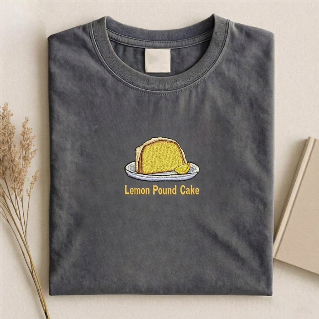 Lemon Pound Cake Embroidered Shirt, Funny Dessert Tee, Food Humor T-Shirt, Meme Sweatshirt, Baking Lover Gift